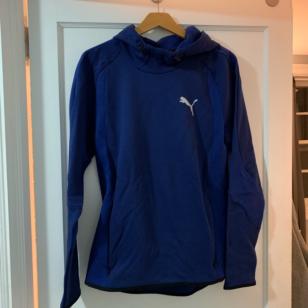 royal blue puma pull over hoodie